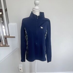 PINK Victoria's Secret Navy Half-Zip Pullover with Side Pattern